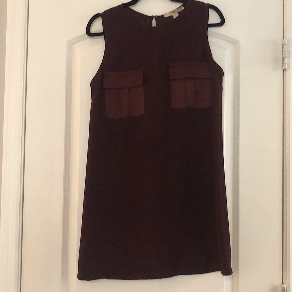Forever 21 Burgundy Shift Dress With Satin Pockets